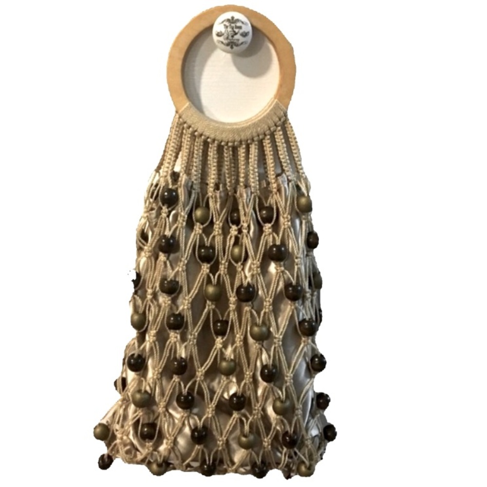 Y2k 90s Wood Bead Fishnet Bag 9x13โ